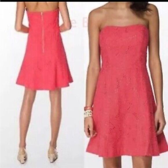 Lilly Pulitzer Dresses & Skirts - Lilly Pulitzer Women's Strapless Vicki Island Lace Dress In Coral Size 8